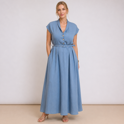 [MIXMUSE.COUTURE] Vestito Lungo Smanicato Con Bottoni
