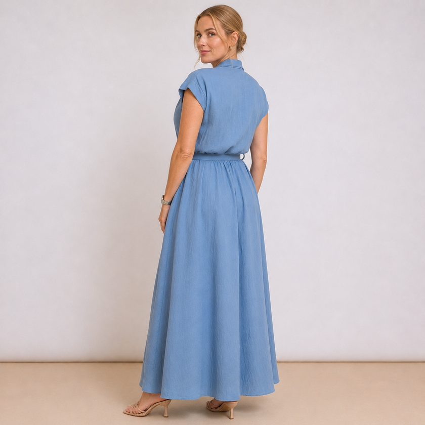 [MIXMUSE.COUTURE] Vestito Lungo Smanicato Con Bottoni