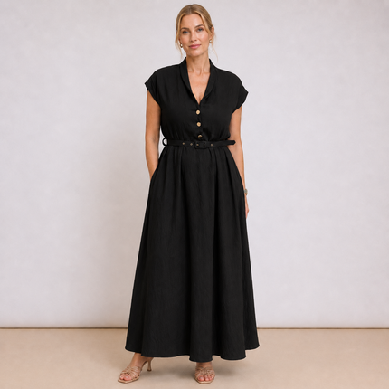 [MIXMUSE.COUTURE] Vestito Lungo Smanicato Con Bottoni
