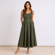 [MIXMUSE.COUTURE] Vestito Lungo In Cotone Con Scollo Ampio