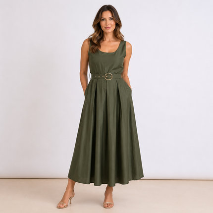 [MIXMUSE.COUTURE] Vestito Lungo In Cotone Con Scollo Ampio