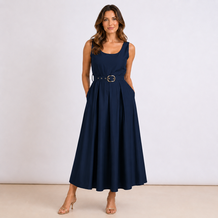 [MIXMUSE.COUTURE] Vestito Lungo In Cotone Con Scollo Ampio