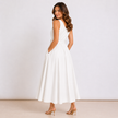 [MIXMUSE.COUTURE] Vestito Lungo In Cotone Con Scollo Ampio
