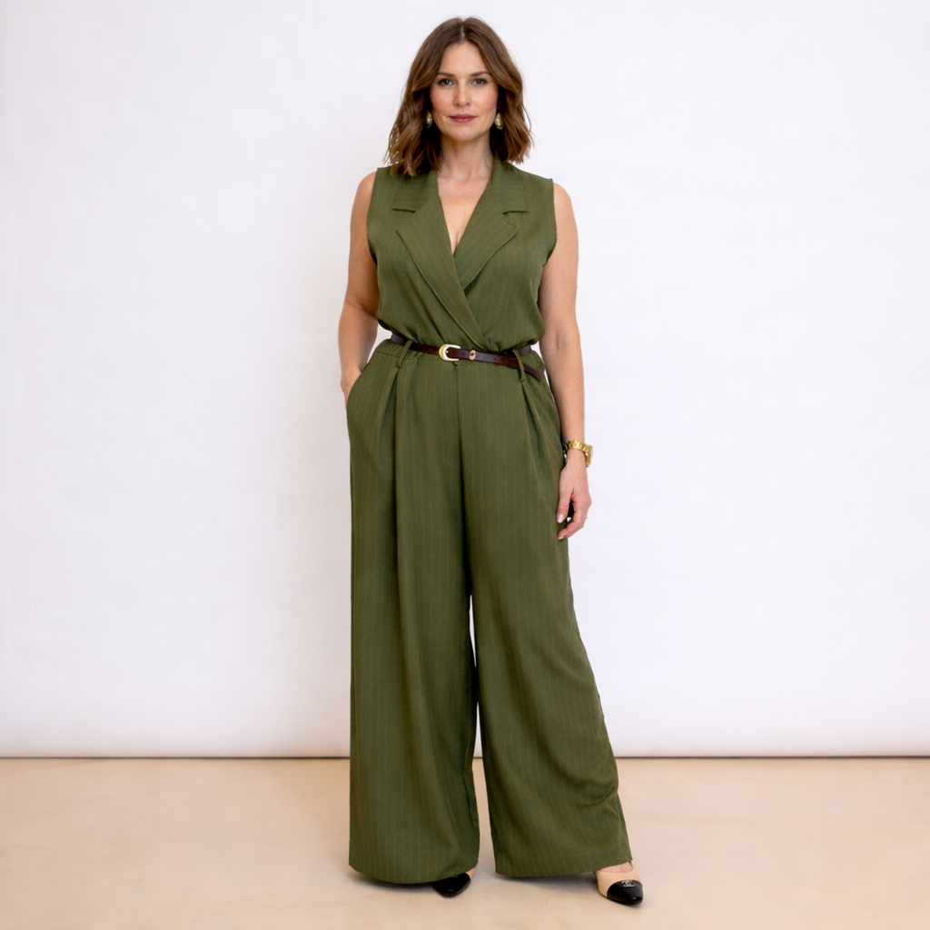 [MIXMUSE.COUTURE] Jumpsuit Gessata Con Cintura