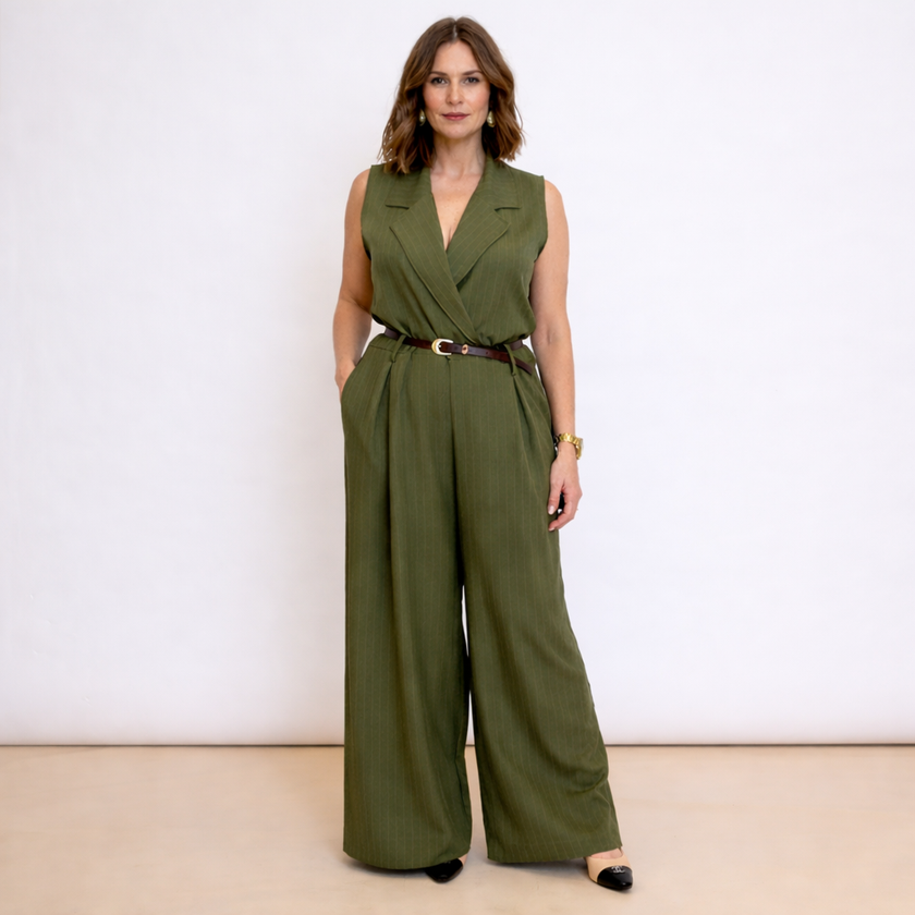 [MIXMUSE.COUTURE] Jumpsuit Gessata Con Cintura