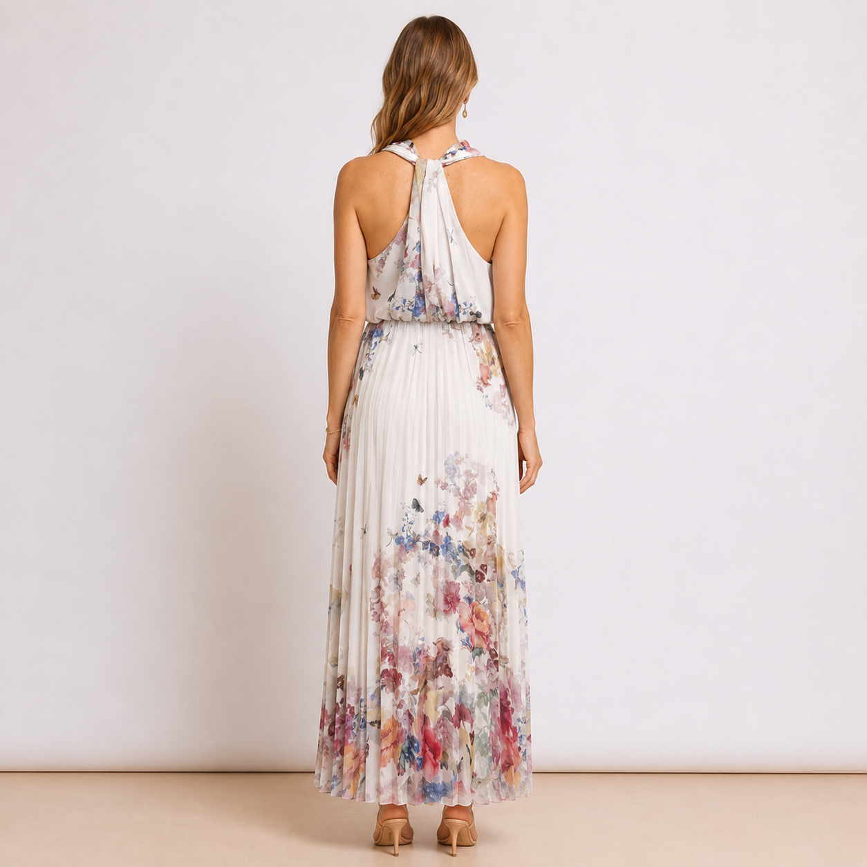 [MIXMUSE.NOHO] Vestito Plissettato Con Stampa Floreale