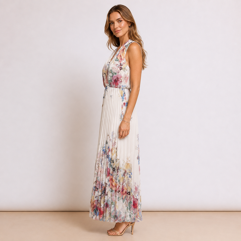 [MIXMUSE.NOHO] Vestito Plissettato Con Stampa Floreale