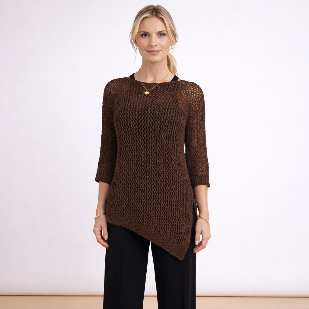 [MIXMUSE.NOHO] Noa, Maglia Traforata Con Taglio Asimmetrico