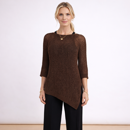 [MIXMUSE.NOHO] Noa, Maglia Traforata Con Taglio Asimmetrico