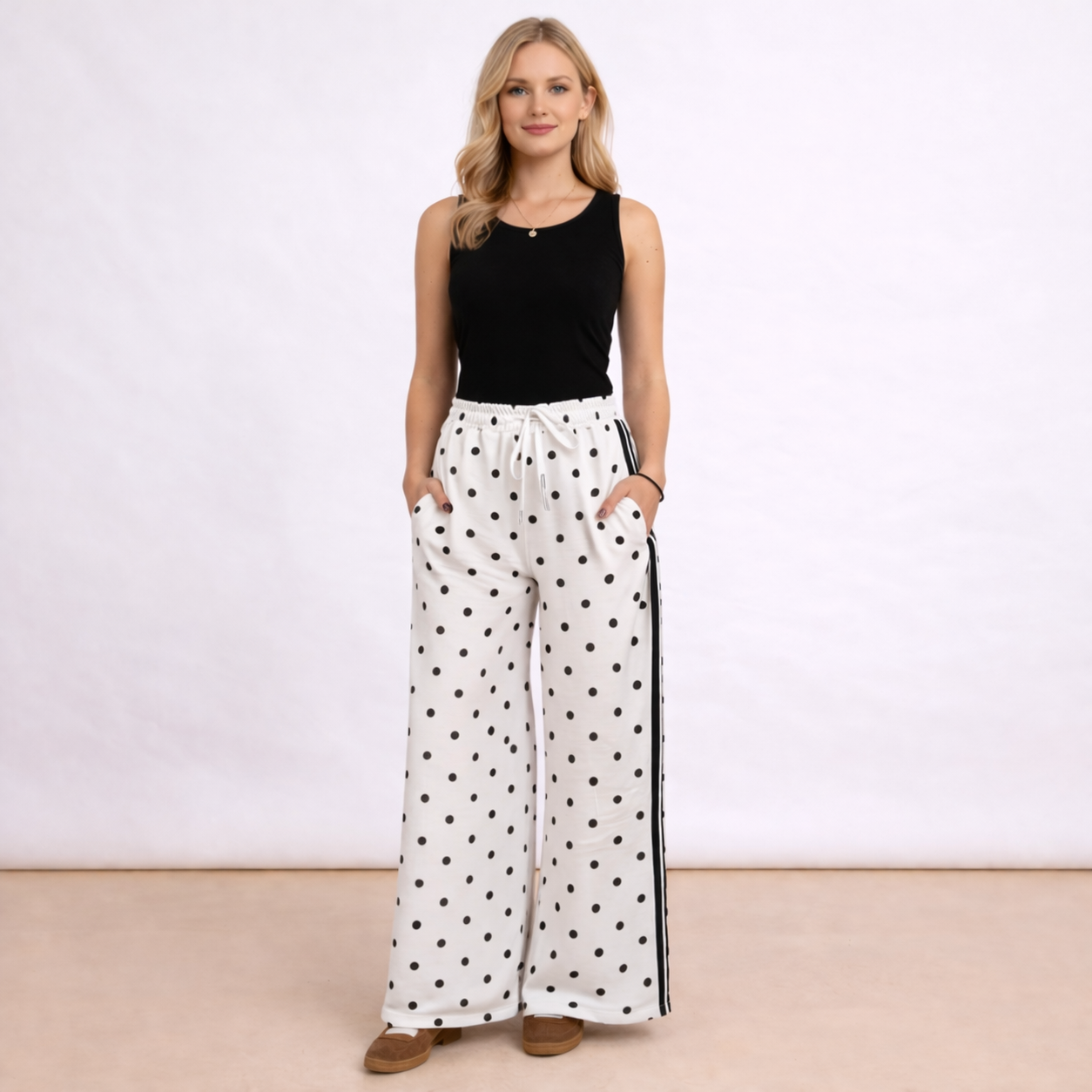 [MIXMUSE.SOUL] Pantaloni A Pois Con Banda Laterale