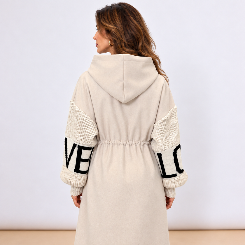 [MIXMUSE.NOHO] Nolita, Cappotto Combinato con Maniche in Maglia e Zip