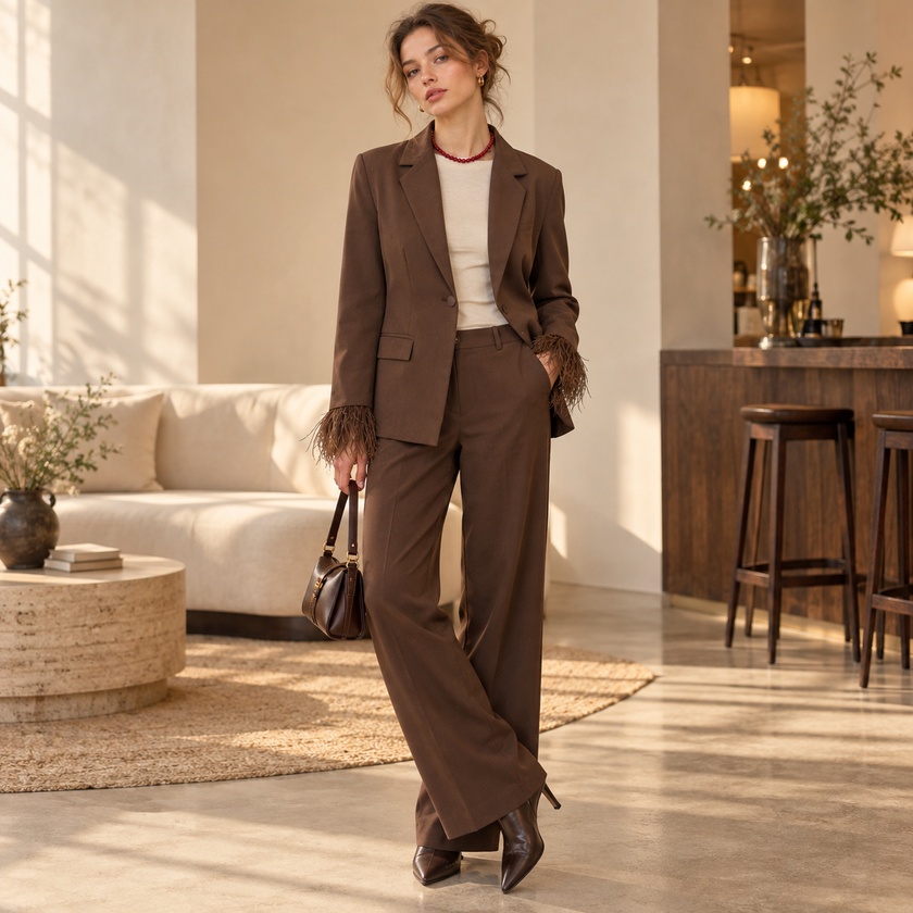 [MIXMUSE.SOUL] Blazer Con Piume Ai Polsini