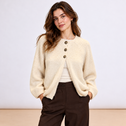 [MIXMUSE] Cardigan In Maglia Morbida Con Bottoni