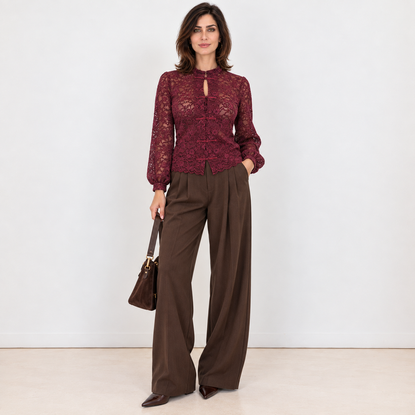 [MIXMUSE.COUTURE] Maglia In Pizzo Di Ciniglia Con Chiusure Shanghai