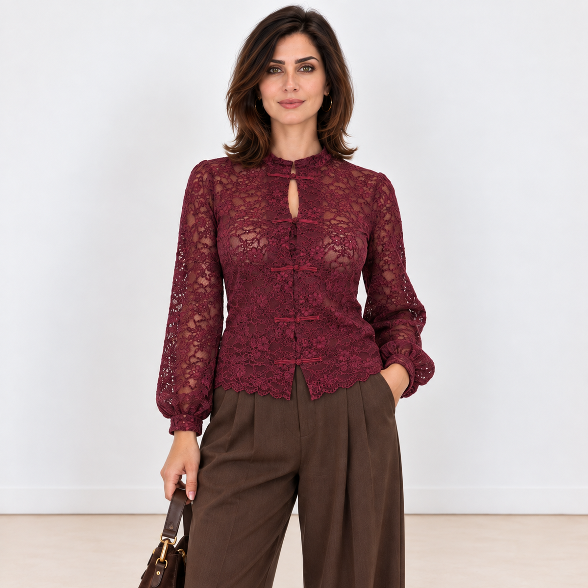[MIXMUSE.COUTURE] Maglia In Pizzo Di Ciniglia Con Chiusure Shanghai