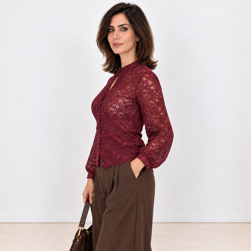 [MIXMUSE.COUTURE] Maglia In Pizzo Di Ciniglia Con Chiusure Shanghai