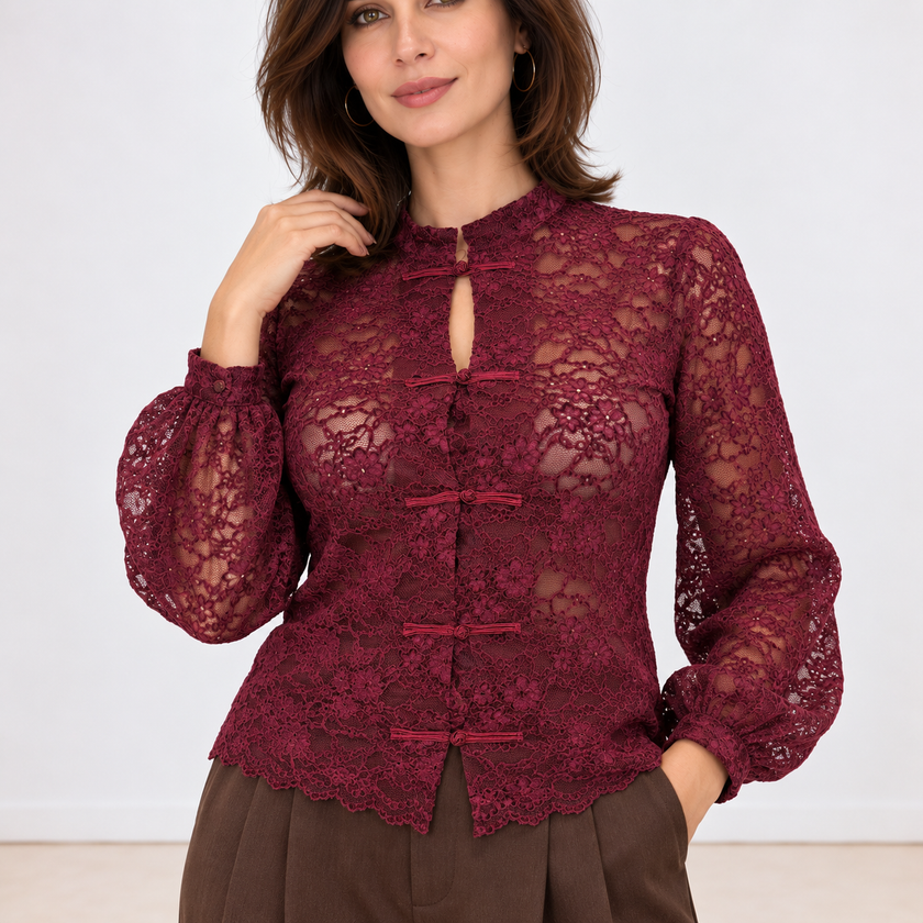 [MIXMUSE.COUTURE] Maglia In Pizzo Di Ciniglia Con Chiusure Shanghai