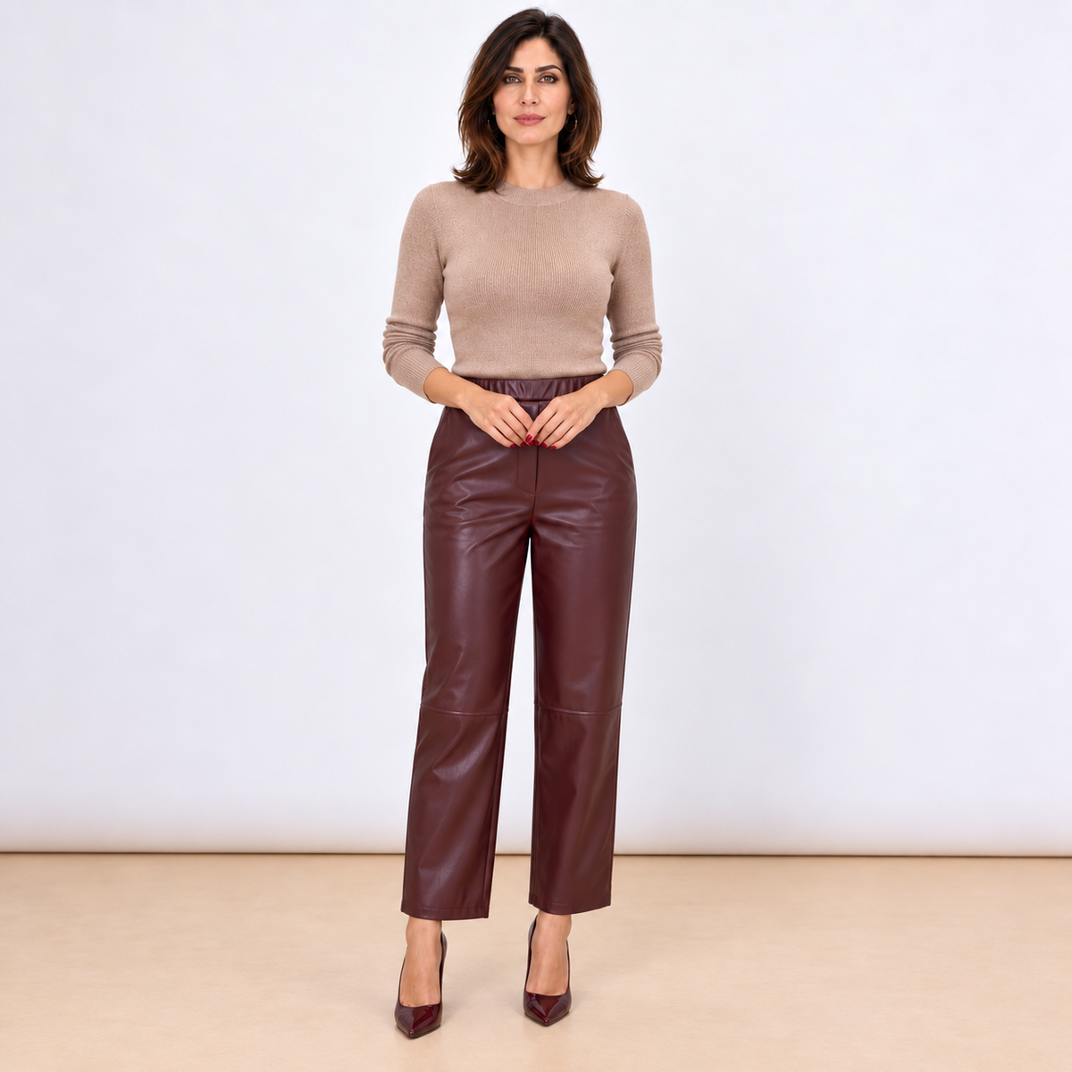 [MIXMUSE.COUTURE] Capri-broek van imitatieleer