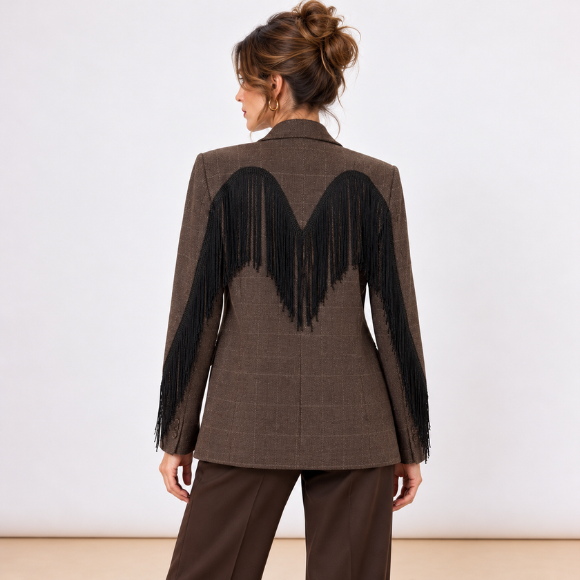 [MIXMUSE.NOHO] Blazer Con Frange A Contrasto