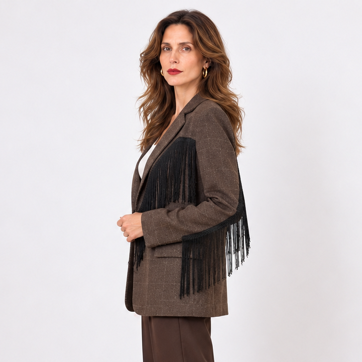 [MIXMUSE.NOHO] Blazer Con Frange A Contrasto