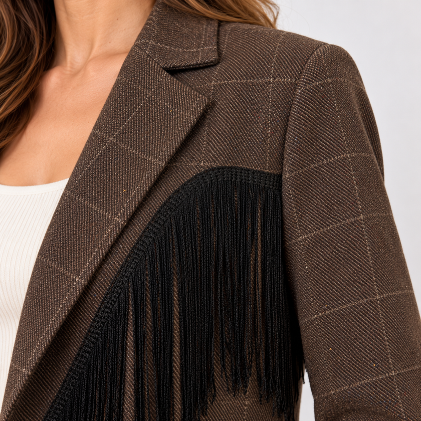 [MIXMUSE.NOHO] Blazer Con Frange A Contrasto