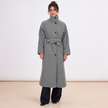 [MIXMUSE] Cappotto Lungo Con Cintura In Vita E Bottoni