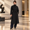 [MIXMUSE] Cappotto Lungo Con Cintura In Vita E Bottoni