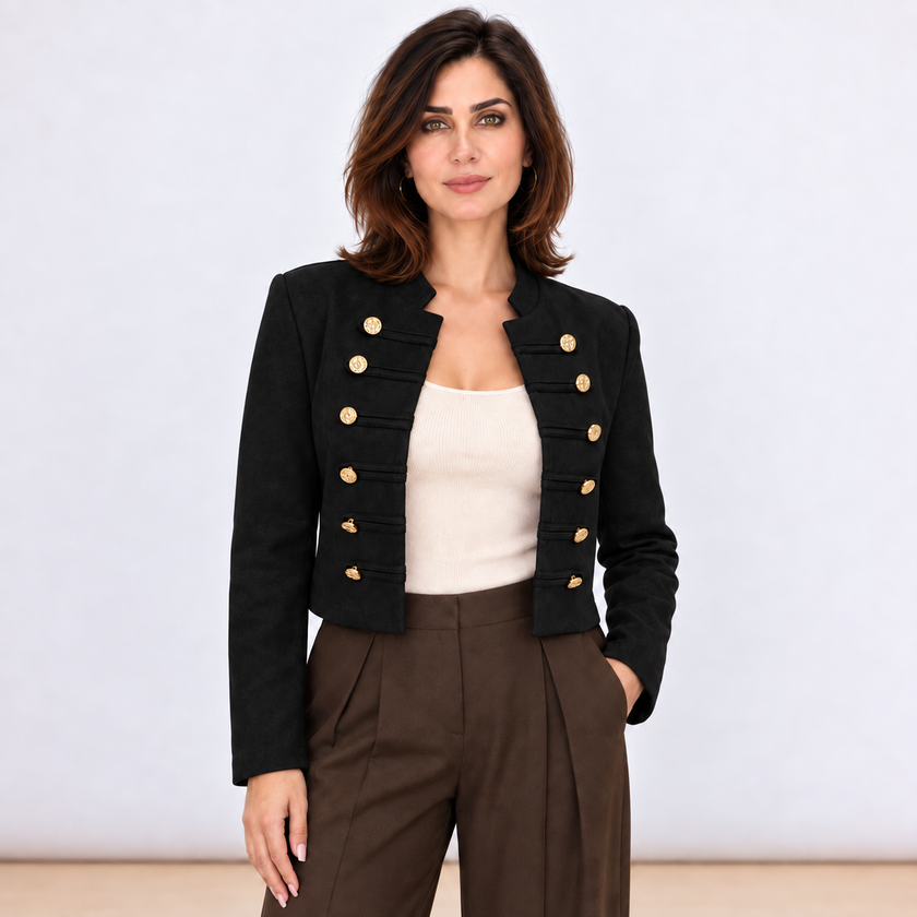 [MIXMUSE.COUTURE] Short Jacket With Toggles And Gold Buttons
