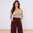 [MIXMUSE] Pantalone In Velluto A Coste Con Tasche Frontali
