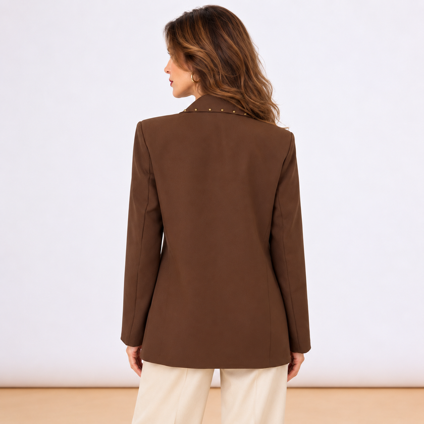 [MIXMUSE.NOHO] Blazer Con Solapas Decoradas Con Tachuelas