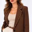[MIXMUSE.NOHO] Blazer Con Solapas Decoradas Con Tachuelas