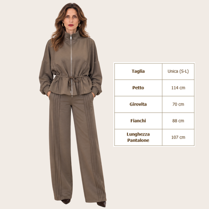 [MIXMUSE.NOHO] Completo Tuta con Giacca Zip, Coulisse in Vita e Pantalone Coordinato