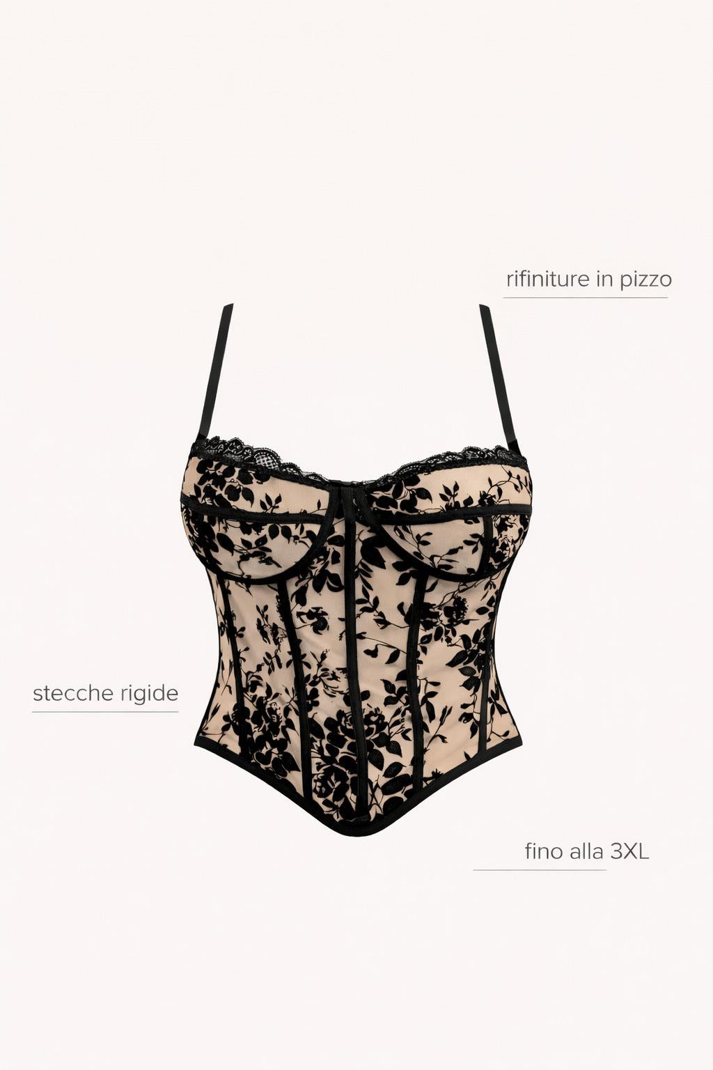 [MIXMUSE.COUTURE] Saint-Tropez,  Bustier Floreale - Linea Curvy