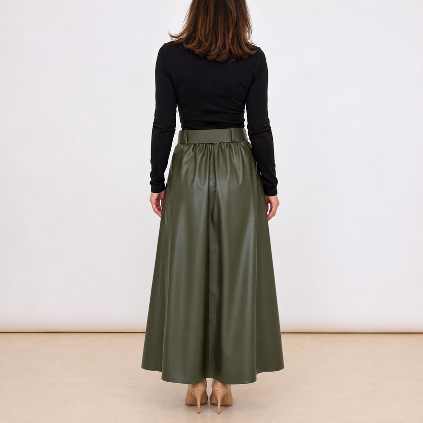 [MIXMUSE.COUTURE] Gonna In Ecopelle Con Cintura Regolabile In Vita