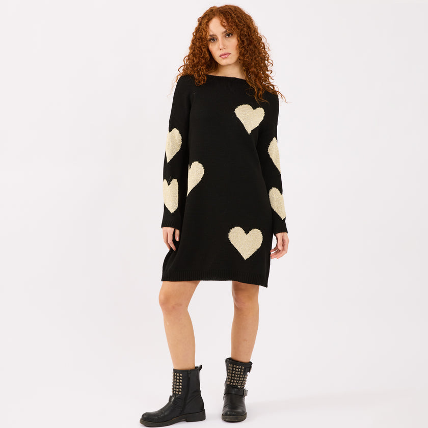[MIXMUSE.COUTURE] Vestito Love, In Maglia Con Cuori