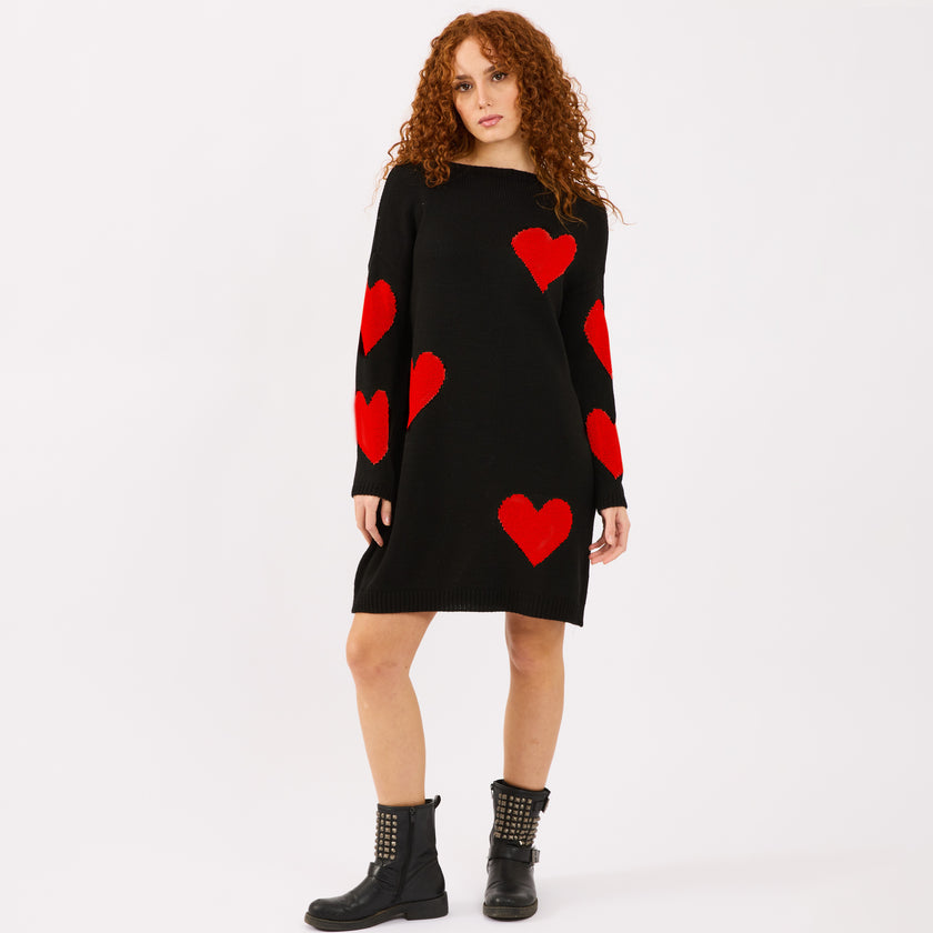 [MIXMUSE.COUTURE] Vestito Love, In Maglia Con Cuori