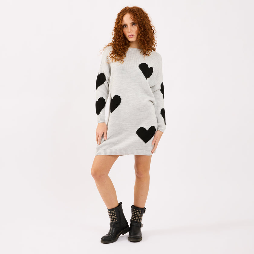 [MIXMUSE.COUTURE] Vestito Love, In Maglia Con Cuori