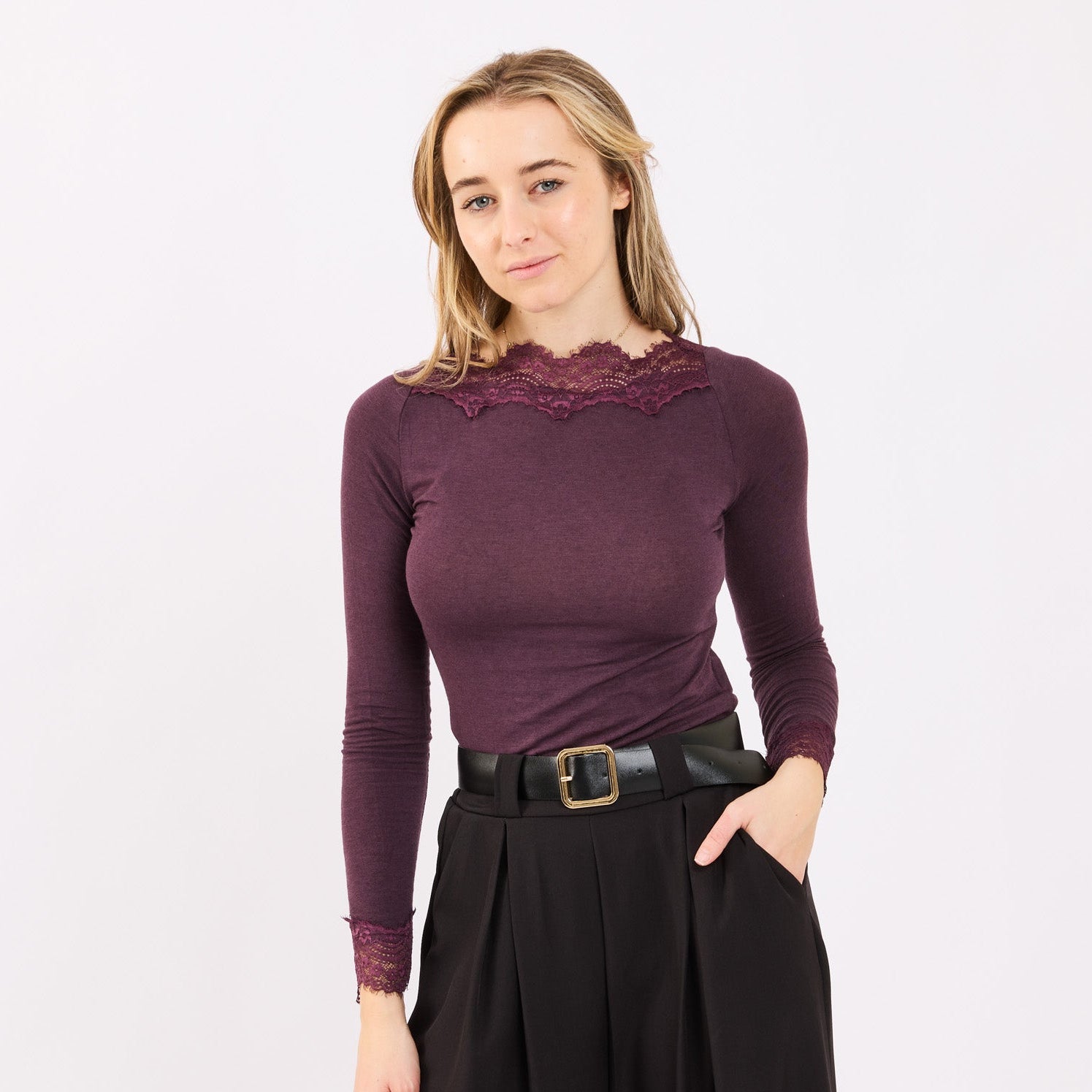 [MIXMUSE] Maglia Misto Cashmere A Maniche Lunghe