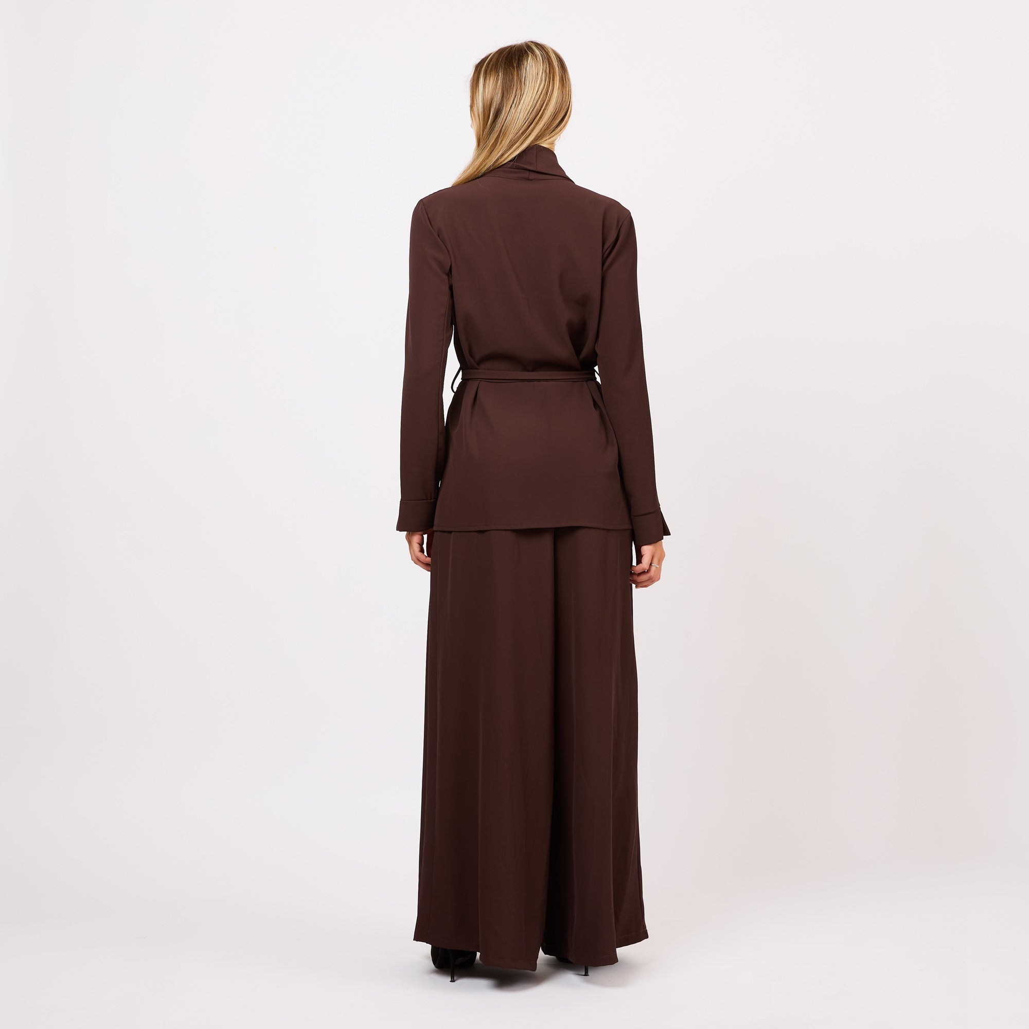 [MIXMUSE.COUTURE]Completo in tessuto fluido con blazer e pantaloni a palazzo