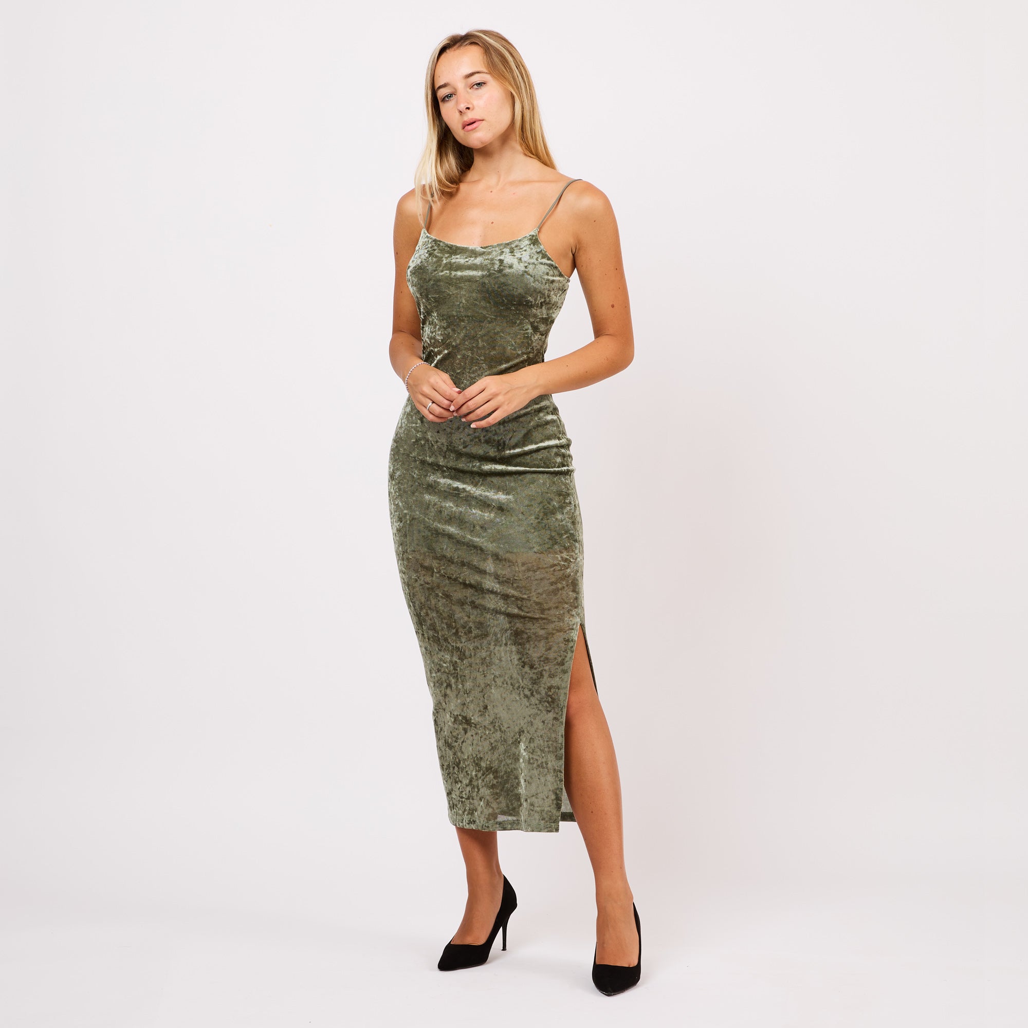 [MIXMUSE.NOHO] Abito Lungo in Velluto con Spalline Sottili