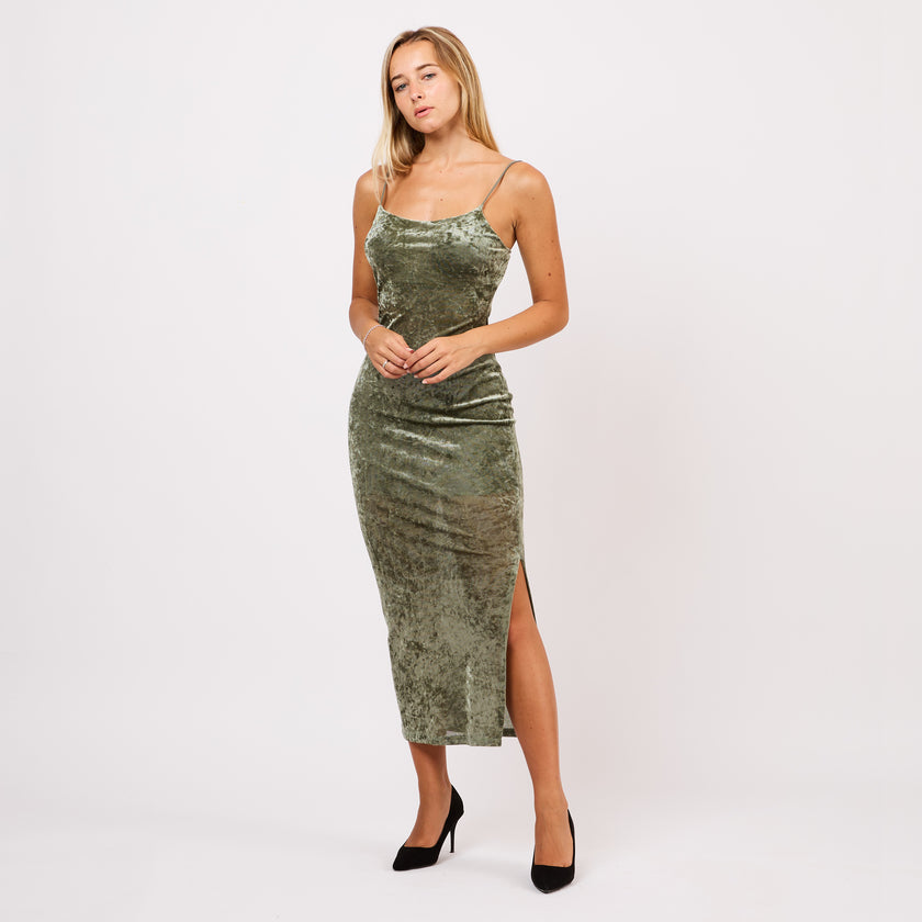 [MIXMUSE.NOHO] Abito Lungo in Velluto con Spalline Sottili