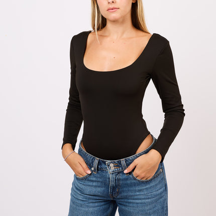 [MIXMUSE.SOUL] Body semplice a maniche lunghe con scollo quadrato