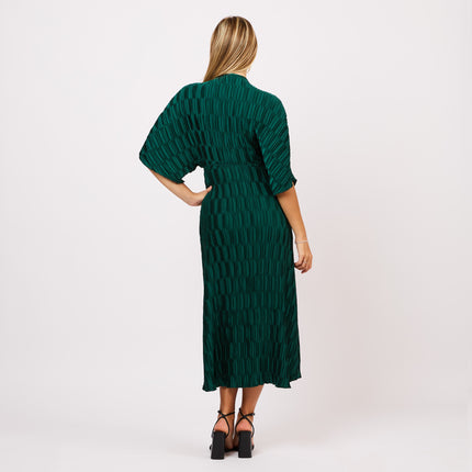 [MIXMUSE.COUTURE] Abito midi plissettato con maniche kimono