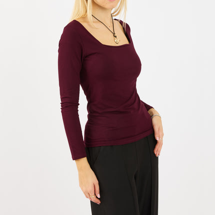 [MIXMUSE.COUTURE] Maglia Basic a Maniche Lunghe con Scollo Quadrato