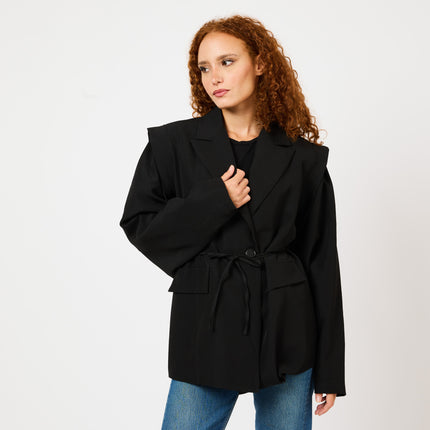 [MIXMUSE.SOUL] Blazer Nero Con Cintura