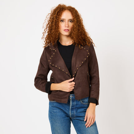 [MIXMUSE.SOUL] Giacca In Ecopelle Scamosciata Con Borchie