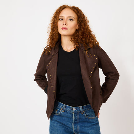 [MIXMUSE.SOUL] Giacca In Ecopelle Scamosciata Con Borchie