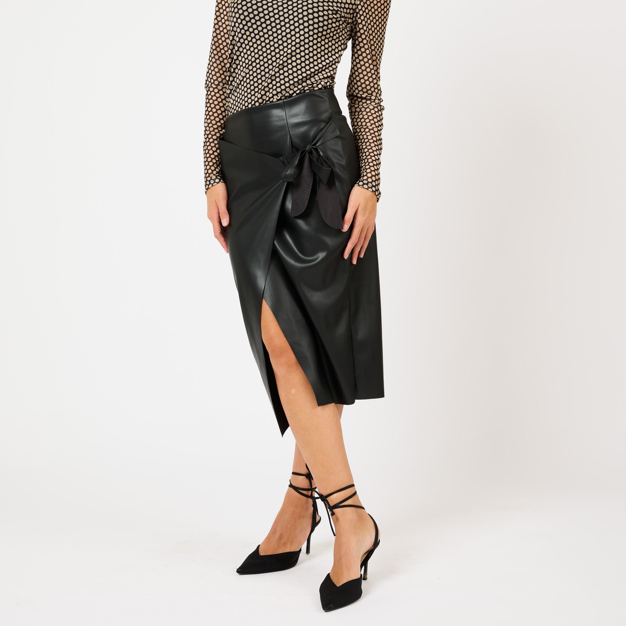 [MIXMUSE.NOHO] Gonna in Ecopelle Con Fiocco Laterale