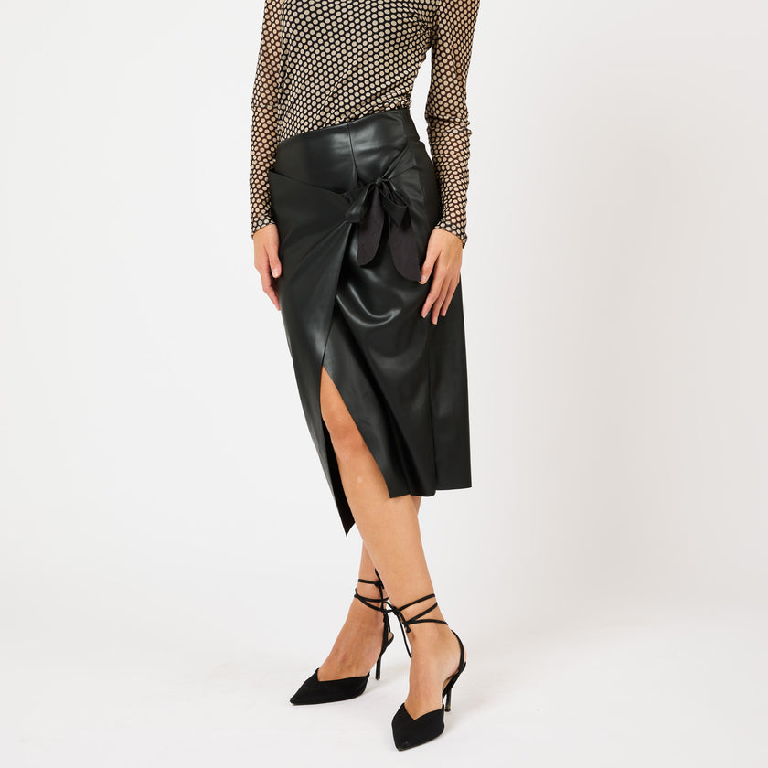 [MIXMUSE.NOHO] Gonna in Ecopelle Con Fiocco Laterale