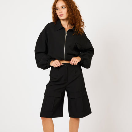 [MIXMUSE.SOUL] Set Giacca in Completo Shorts Oversize Total Black